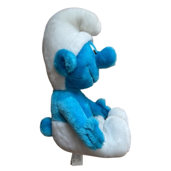 VTG 1979/81 The Smurfs Seated Smurf & Papa Smurf Bean Bag Plush Toy Bundle - Picture 4 of 16